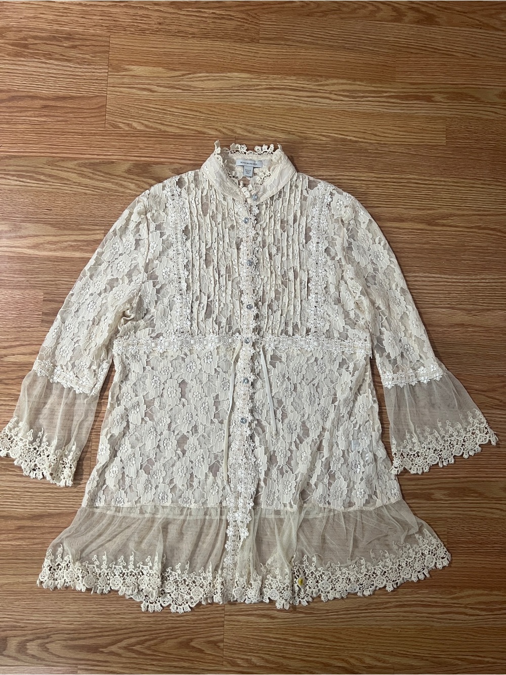 Boston Proper Cream Lace Floral Blouse